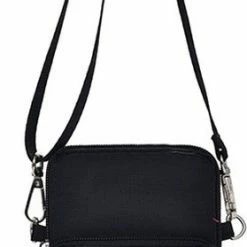 Korting ⌛ Begroting 👍 IBright Smartphone Tasje - Met Verstelbare Draagriem - Universele Telefoontasje - 3 Vakjes - Waterdichte Nylon - Zwart ✔️ 🧨