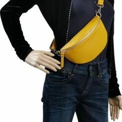 Goedkoop ❤️ Hete verkoop 🌟 AmbraModa GLX10 - Dames Heren Unisex Kleine Heuptas Buiktas Crossbodytas, Ideaal Voor Vakantie, Reizen, Uitgaan Gemaakt Van Echt Leer. Geel 👏 🎁 -Tassen-Dames Verkoop 346x840