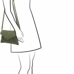 Kopen 🔔 Goedkoopste ✔️ Charm London Brixton Suede Leren Clutch / Avondtasje - Groen 💯 ⭐ -Tassen-Dames Verkoop 397x840 5