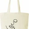 Beste Verkoop 🧨 Goedkoop ✔️ Little Printz Katoenen Tas Naturel | Tassen Dames | Shopper | Laptop Tas | Abstract Gezicht Dubble Woman 🤩 ❤️ -Tassen-Dames Verkoop 421x840 2