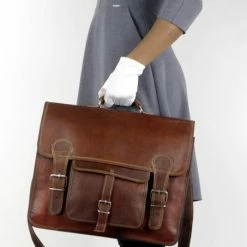 Beste Verkoop 🎉 Nieuw 🎉 Merkloos Aktetas 15,6 Inch “Granada” – Cognac Bruin Echt Leer Businesstas - Unisex Vintage Look Boekentas - Handgemaakt 🤩 👍 -Tassen-Dames Verkoop 453x840 2