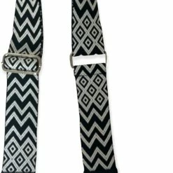 Goedkoop β Hete verkoop β€οΈ THL Design - Schouderband Voor Tas – Tassenriem – Tas Hengsel - Bag Strap - Verstelbaar – Zilverkleurig - Driehoek Print - Zwart / Wit π π