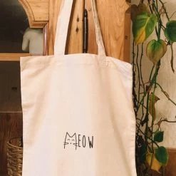 Korting β Begroting β¨ Stanley/Stella Kopjeskat - Tote Bag - Kat - Meow - 100% Biologisch Katoen - Naturel π π