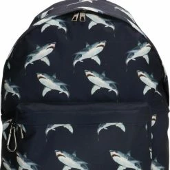 Nieuw 💯 Korting 🤩 Enrico Benetti Nairobi 46179 Rugzak Met 14 " Laptopvak - Haaien Print - Navy Blauw ❤️ 🧨