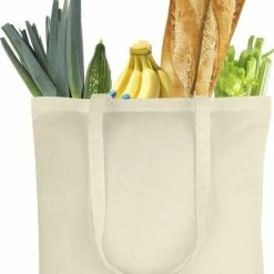 Beste deal 😉 Gloednieuw 🛒 PrimeAmbition Katoenen Tas - Naturel – 42x38cm - 5 Stuks – Tote Bag – Canvas Tas –Shopper – Boodschappentas - Draagtas – Schoudertas 🔥 ✨ -Tassen-Dames Verkoop 546x840 13