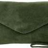 Kopen 🔔 Goedkoopste ✔️ Charm London Brixton Suede Leren Clutch / Avondtasje - Groen 💯 ⭐ -Tassen-Dames Verkoop 550x301 1
