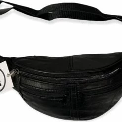 Coupon 👍 Gloednieuw 😀 THL Design - Leren Heuptas Dames / Heren - Buideltas - Plat Model - Echt Leer Zwart 🔔 🔔 -Tassen-Dames Verkoop 550x335