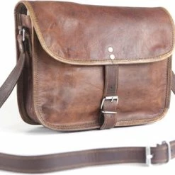 Promo 🛒 Korting 😍 Oncedoce Avondtas ‘’Garda’’ - Bruin Echte Leder – 26 X 17 X 8 Cm - Damestas – Handtas - Vintage Look Design – Handgemaakte Tas 👍 ✨