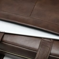 Goedkoop 👏 Hete verkoop ❤️ Laptoptas 15 Inch Schoudertas Heren Handtas Waterdichte Tas Leder Dark Coffee - Urban U® 💯 🤩 -Tassen-Dames Verkoop 550x363