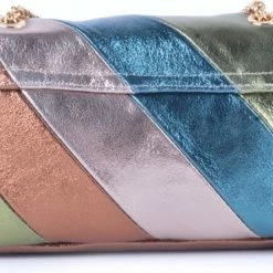 Uitgang 💯 Kopen 🎁 Giuliano Rainbow Metallic Schoudertas - Petrol / Olijfgroen 😉 ❤️ -Tassen-Dames Verkoop 550x371 6