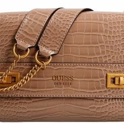 Promo π Flash-uitverkoop π Guess Katey Croc Flap Shoulder Dames Crossbodybag - Beige π π§¨