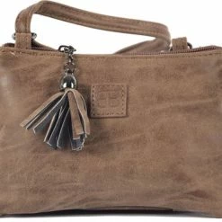 Tassen-Dames Verkoop 40 Aanbiedingen 👍 Gloednieuw 🔔 Tas - Tasssen - Bags - Bag- Bicky Bernard- Harmonica 3-Vaks Tasje - Schoudertasje - Crossbody Tasje - Bruin- Brown ✨ 🧨