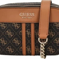 Groothandel 🥰 Beste Verkoop 🤩 Guess Noelle Dames Schoudertas - Bruin Multi - Maat Geen 😉 ❤️