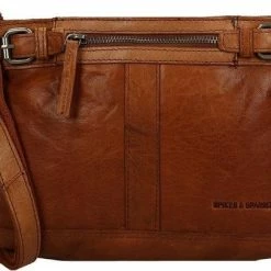 Hete verkoop 🥰 Top 10 👍 Spikes & Sparrow Kleine Schoudertas / Crossbody Tas Dames - Leer - Bronco - Cognac 🥰 🧨