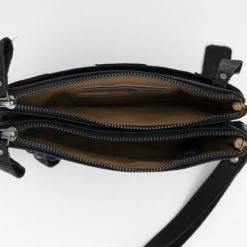 Gloednieuw ⌛ Beste Verkoop 💯 Leren Schoudertasje Met Sierstiksel, Zwart - Bag2Bag Gaya 💯 🔔 -Tassen-Dames Verkoop 550x417 3