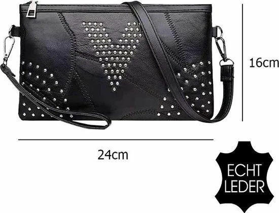 Aanbiedingen π€© Goedkoop π LaGloss ECHT LEDER Damestas Met Studs - Luxe Zacht Leren Crossbody Handtas - Zwarte Schoudertas - Clutch - 24 X 16 Cm π π 6 Aanbiedingen π€© Goedkoop π LaGloss ECHT LEDER Damestas Met Studs - Luxe Zacht Leren Crossbody Handtas - Zwarte Schoudertas - Clutch - 24 X 16 Cm π π - Afbeelding 4