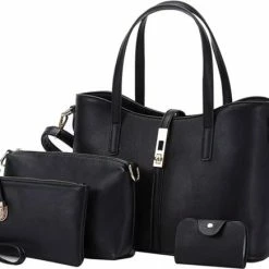 Beste deal 🤩 Groothandel 👍 Merkloos Marillia - Elegante Vierdelige Set Met Dames Handtas - Schoudertas - Toilettas - Portemonnee - Make-up Tas 🧨 💯