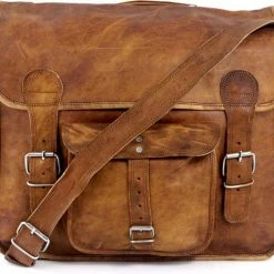 Beste Verkoop 🎉 Nieuw 🎉 Merkloos Aktetas 15,6 Inch “Granada” – Cognac Bruin Echt Leer Businesstas - Unisex Vintage Look Boekentas - Handgemaakt 🤩 👍 -Tassen-Dames Verkoop 550x478 4