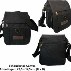 Flash-uitverkoop 🧨 Hete verkoop 😉 THL Design – Kleine Canvas Schoudertas – Heren / Dames – Crossbodytas – Zwart 🎁 ⌛ -Tassen-Dames Verkoop 550x508 5