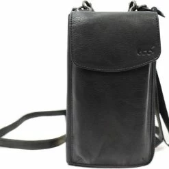 Hete verkoop 🔥 Gloednieuw 😍 Bear Design Zoey Leren Telefoontasje - Zwart 🔥 😍