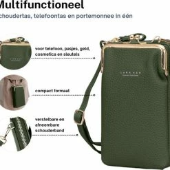 Beste Pirce 🌟 Aanbiedingen 💯 ZILOU® Telefoontasje - Portemonnee - Dames - Kunstleer - Groen 🎁 🔔 -Tassen-Dames Verkoop 550x518 3