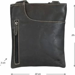 Goedkoopste 👍 Top 10 🛒 Arrigo Leren Tas Dames – Leren Tas Heren – Zwart Leder – Leren Crossbody Schoudertas – Plat Model ✨ ❤️ -Tassen-Dames Verkoop 550x519 8