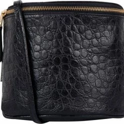 Beste Pirce ✔️ Kopen 🌟 Fred De La Bretoniere Dames Crossbody Tas / Schoudertas - Croco - Zwart 🎁 💯
