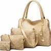 Promo 🌟 Groothandel 😀 Miss Lulu E6714 GD Dames Schoudertas - Goud ✨ 👍 -Tassen-Dames Verkoop 550x522 1