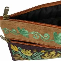 Beste Verkoop ⌛ Uitgang ⌛ Merkloos Dames Polstas Zwart Suède Leer Met Handborduurwerk In Geel En Oranje 🥰 🧨 -Tassen-Dames Verkoop 550x525