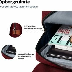 Gloednieuw 🤩 Korting 😍 ZILOU® Rugtas - Rugzak - 20-35 Liter - 16" Laptopvak - School - Werk - Reizen - Rood 🔥 💯 -Tassen-Dames Verkoop 550x527 2