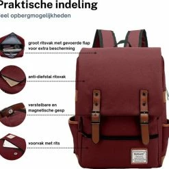 Gloednieuw 🤩 Korting 😍 ZILOU® Rugtas - Rugzak - 20-35 Liter - 16" Laptopvak - School - Werk - Reizen - Rood 🔥 💯 -Tassen-Dames Verkoop 550x527 3