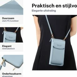 Aanbiedingen 🛒 Goedkoopste 😉 ZILOU® Telefoontasje - Schoudertas - Dames - Kunstleer - Blauw 👍 🛒 -Tassen-Dames Verkoop 550x529 10
