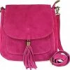 Goedkoop ⌛ Goedkoop ❤️ Borse In Pelle Suède Schoudertas Tassle - Fuchsia - Suède - Italiaans Leder 👍 🎉 -Tassen-Dames Verkoop 550x529 11