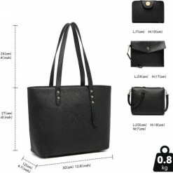 Top 10 🔥 Groothandel 😀 Miss Lulu Handtas | Crossbodytas | Clutch | Portemonnee - Damestas 4-delige Set - Kunstleer - Grote Capaciteit - Zwart (LG6931 BK) 🔥 ⌛ -Tassen-Dames Verkoop 550x529 12