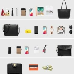 Top 10 🔥 Groothandel 😀 Miss Lulu Handtas | Crossbodytas | Clutch | Portemonnee - Damestas 4-delige Set - Kunstleer - Grote Capaciteit - Zwart (LG6931 BK) 🔥 ⌛ -Tassen-Dames Verkoop 550x529 13