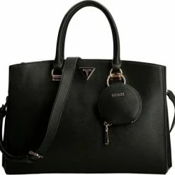 Flash-uitverkoop 🎁 Goedkoop 🧨 Guess Alexie Lrg Girlfriend Satchel Dames Handtas - Zwart 🎁 ❤️