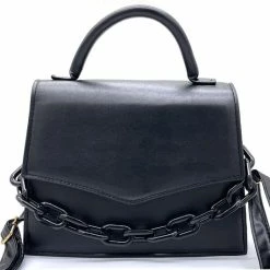 Begroting 😉 Promo 😉 Dielay Tas Dames - Ketting - PU Kunstleer - 20x17x6 Cm - Zwart 🔔 🎁