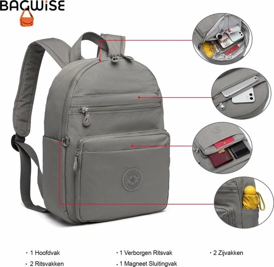 Kopen 🛒 Beste Pirce ⭐ Bagwise® Rugzak - Rugtas - 10 Lt - S - Dames - Heren - (3060) Grijs ⭐ 😉 8 Kopen 🛒 Beste Pirce ⭐ Bagwise® Rugzak - Rugtas - 10 Lt - S - Dames - Heren - (3060) Grijs ⭐ 😉 - Afbeelding 6