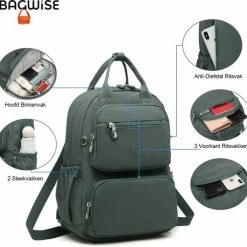 Beste Verkoop 🥰 Gloednieuw ✨ Bagwise® Rugzak - Rugtas - 10 Lt - Dames - Heren - (CR1248) Groen 🥰 🧨 -Tassen-Dames Verkoop 550x536