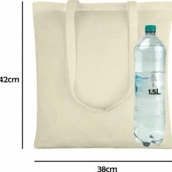 Beste deal 😉 Gloednieuw 🛒 PrimeAmbition Katoenen Tas - Naturel – 42x38cm - 5 Stuks – Tote Bag – Canvas Tas –Shopper – Boodschappentas - Draagtas – Schoudertas 🔥 ✨ -Tassen-Dames Verkoop 550x541 18