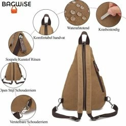 Promo ✨ Nieuw ✔️ Bagwise® - Rugzak - Slingbag - Crossbodytas - Canvas - 10L -Vintage - 1276 Camel Bruin 🔔 ⭐ -Tassen-Dames Verkoop 550x546