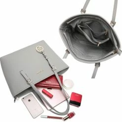 Beste Verkoop 🔥 Korting 🔔 Merkloos Gallantry - Dames Tas Shopper Met Rits - Handtas - Schooltas - Werktas - Geschikt Voor A4 - Grey 🌟 🎁 -Tassen-Dames Verkoop 550x548 7