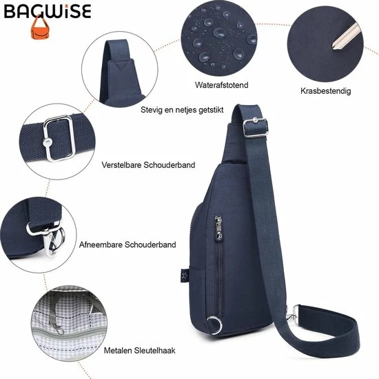 Groothandel 👏 Beste deal ⭐ Bagwise® Crossbodytas - Sling Bag - Dames - Heren - S - (1239) - Donker Blauw 😍 💯 7 Groothandel 👏 Beste deal ⭐ Bagwise® Crossbodytas - Sling Bag - Dames - Heren - S - (1239) - Donker Blauw 😍 💯 - Afbeelding 5