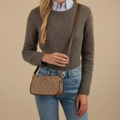 Flash-uitverkoop ✨ Beste recensies van 😍 Guess Izzy Double Pouch Dames Schoudertas - Beige Multi - Maat Geen 😍 ⭐ -Tassen-Dames Verkoop 550x550 105