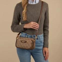 Flash-uitverkoop ✨ Beste recensies van 😍 Guess Izzy Double Pouch Dames Schoudertas - Beige Multi - Maat Geen 😍 ⭐ -Tassen-Dames Verkoop 550x550 106