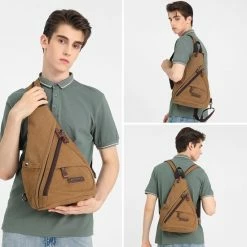 Promo ✨ Nieuw ✔️ Bagwise® - Rugzak - Slingbag - Crossbodytas - Canvas - 10L -Vintage - 1276 Camel Bruin 🔔 ⭐ -Tassen-Dames Verkoop 550x550 107