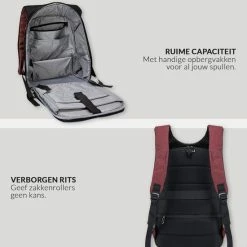 Beste Pirce 👏 Promo 🧨 Lovnix - Anti Diefstal Rugzak - Inclusief Usb Oplaadstation En 3.5mm Audio Jack - 15 Inch Laptopvak - Rood 🎉 🔥 -Tassen-Dames Verkoop 550x550 176