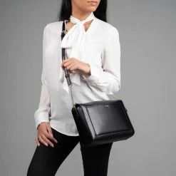 Top 10 😍 Gloednieuw 😀 DKNY Bryant Dames Crossbodytas - Zwart / Goud 🌟 ❤️ -Tassen-Dames Verkoop 550x550 2