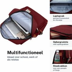 Gloednieuw 🤩 Korting 😍 ZILOU® Rugtas - Rugzak - 20-35 Liter - 16" Laptopvak - School - Werk - Reizen - Rood 🔥 💯 -Tassen-Dames Verkoop 550x550 236