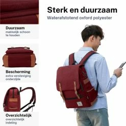 Gloednieuw 🤩 Korting 😍 ZILOU® Rugtas - Rugzak - 20-35 Liter - 16" Laptopvak - School - Werk - Reizen - Rood 🔥 💯 -Tassen-Dames Verkoop 550x550 237